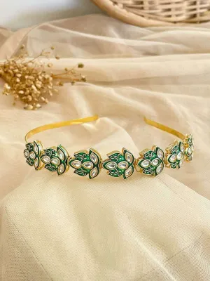 Leaf Shaped Kundan Studded Hairband
