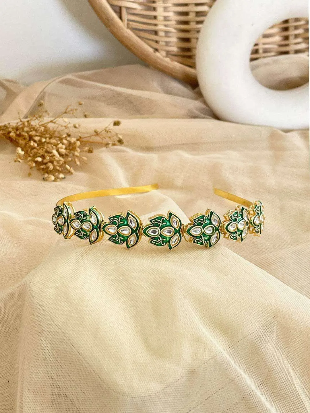 Leaf Shaped Kundan Studded Hairband