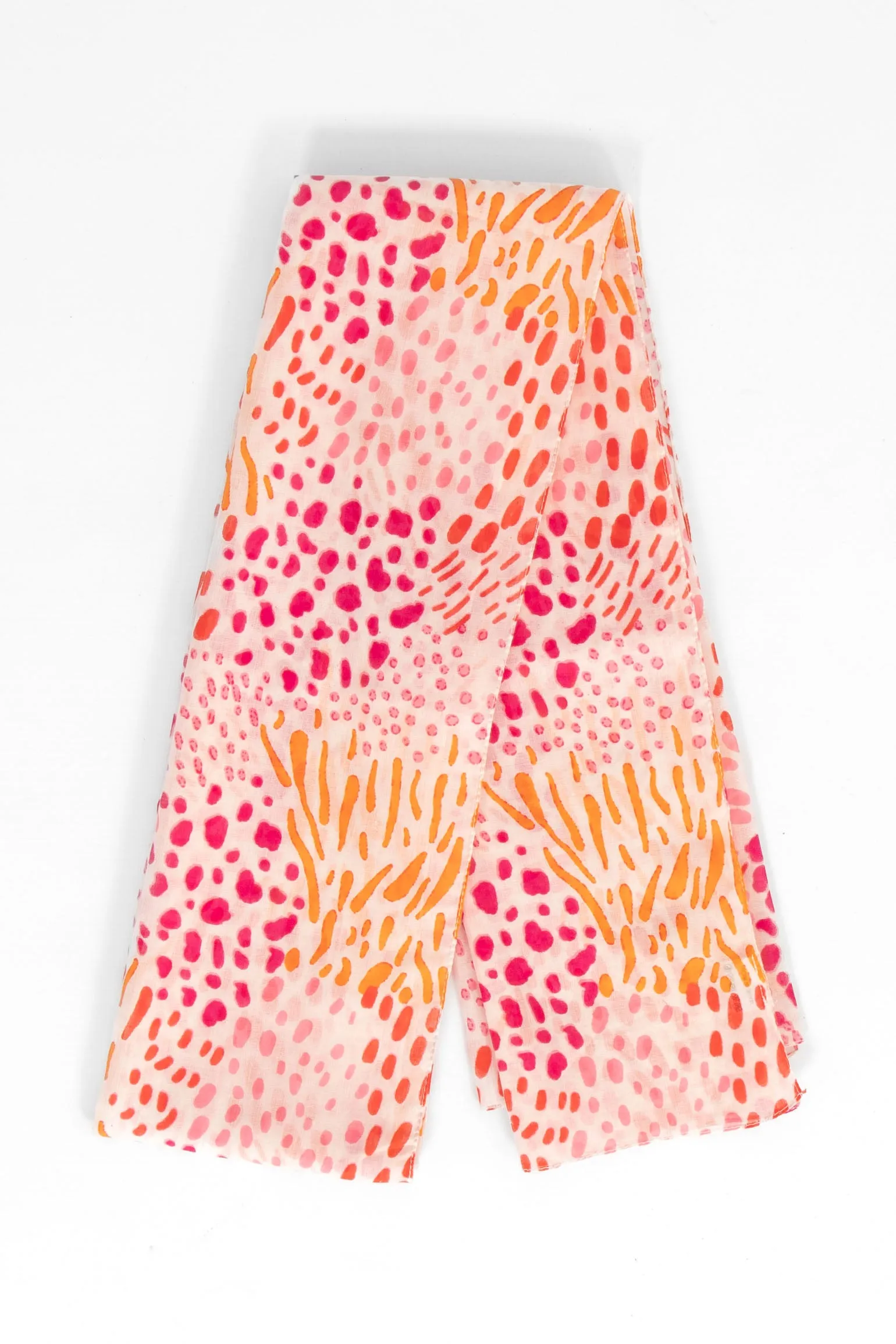 Leilani Lightweight Cotton Scarf - Pink, Spotted Abstract