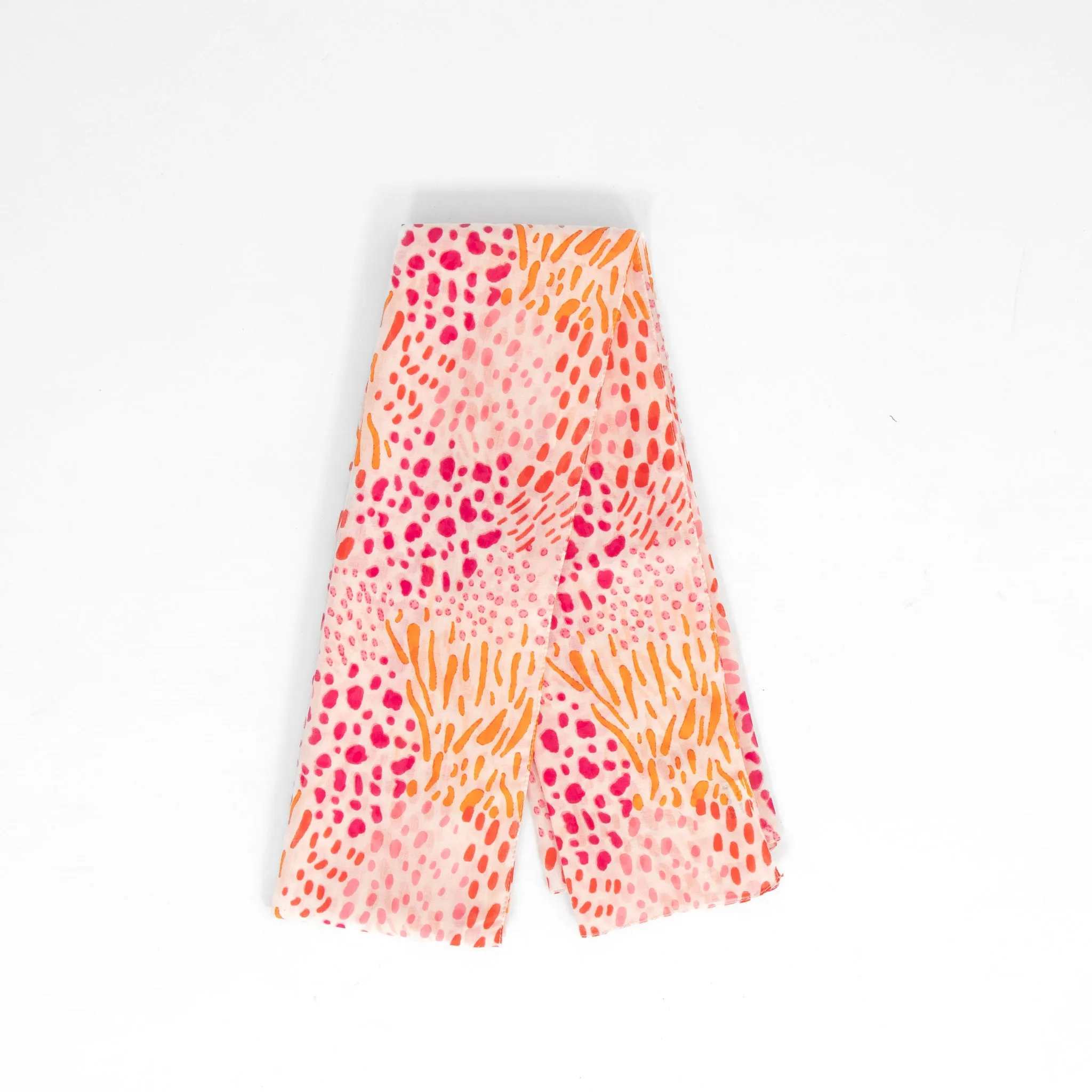 Leilani Lightweight Cotton Scarf - Pink, Spotted Abstract