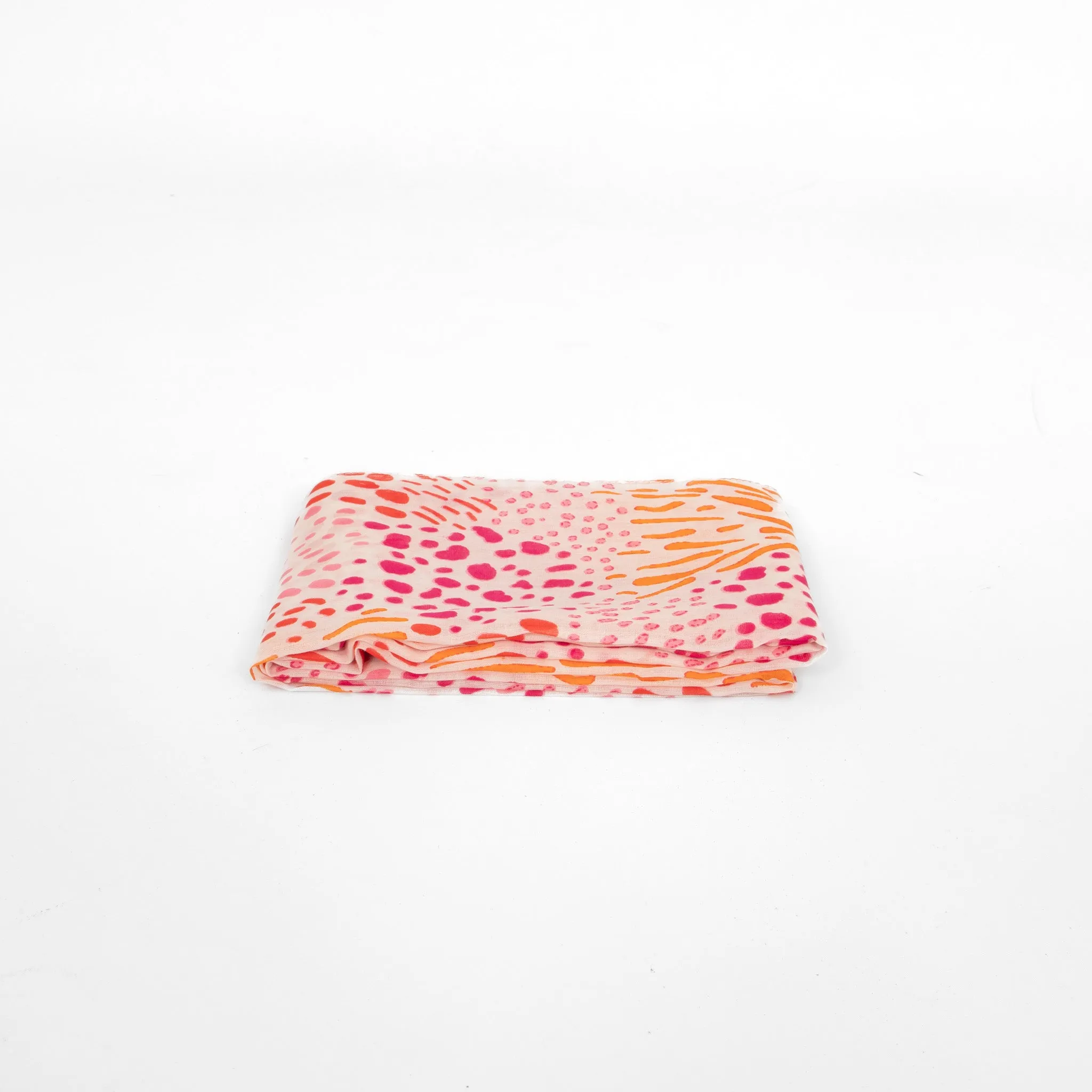 Leilani Lightweight Cotton Scarf - Pink, Spotted Abstract