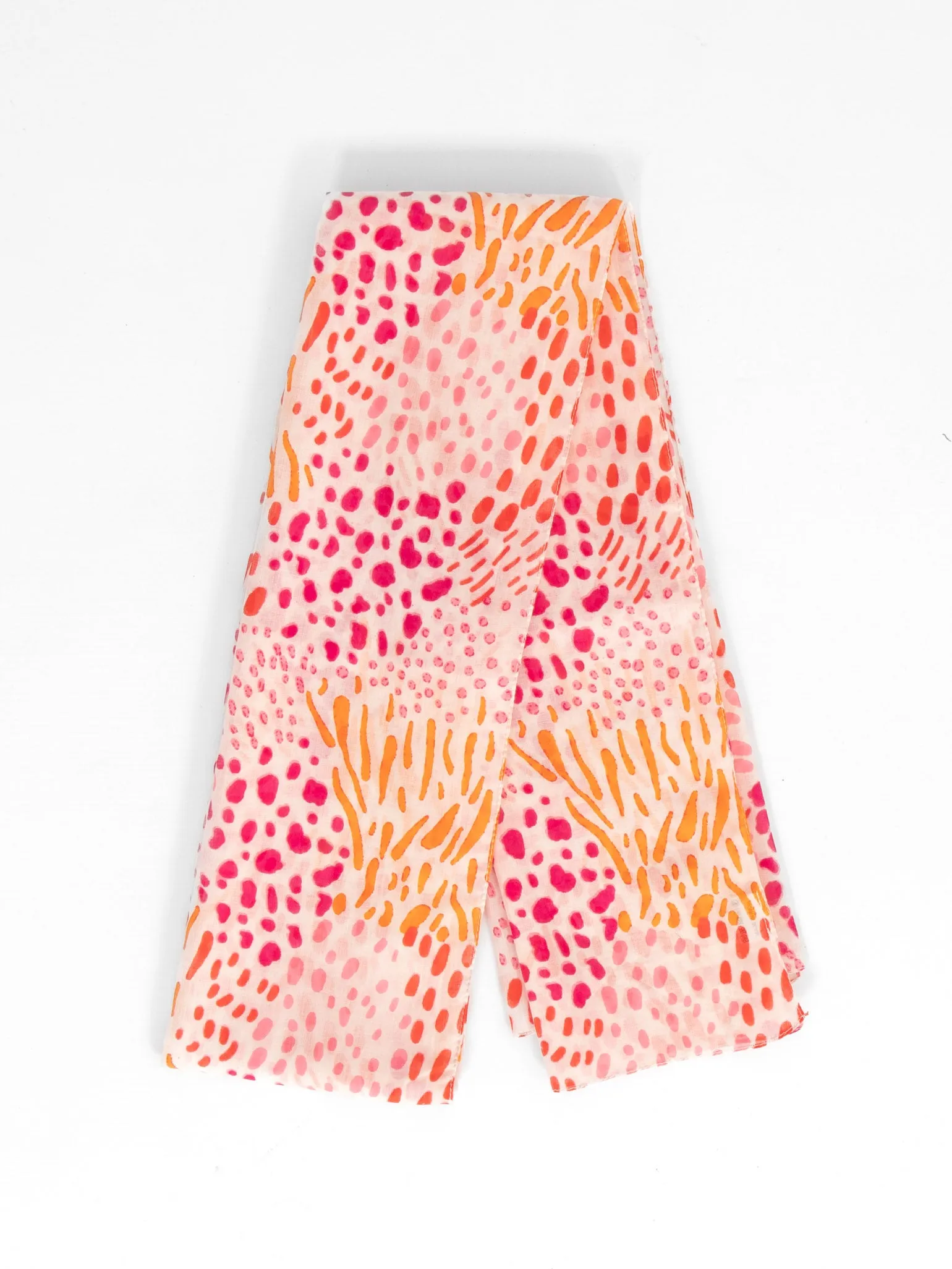 Leilani Lightweight Cotton Scarf - Pink, Spotted Abstract