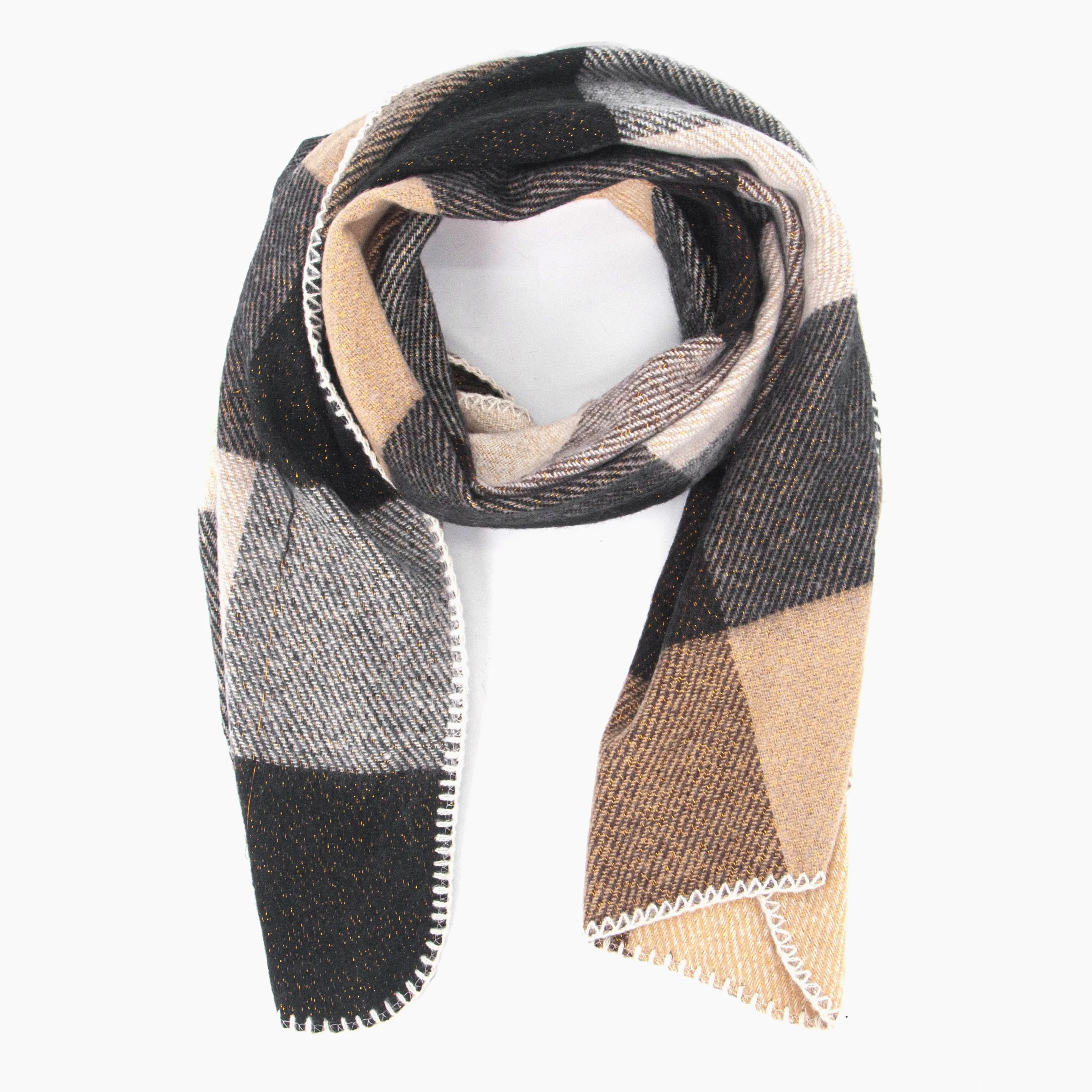Logan Heavyweight Scarf - Black, Check