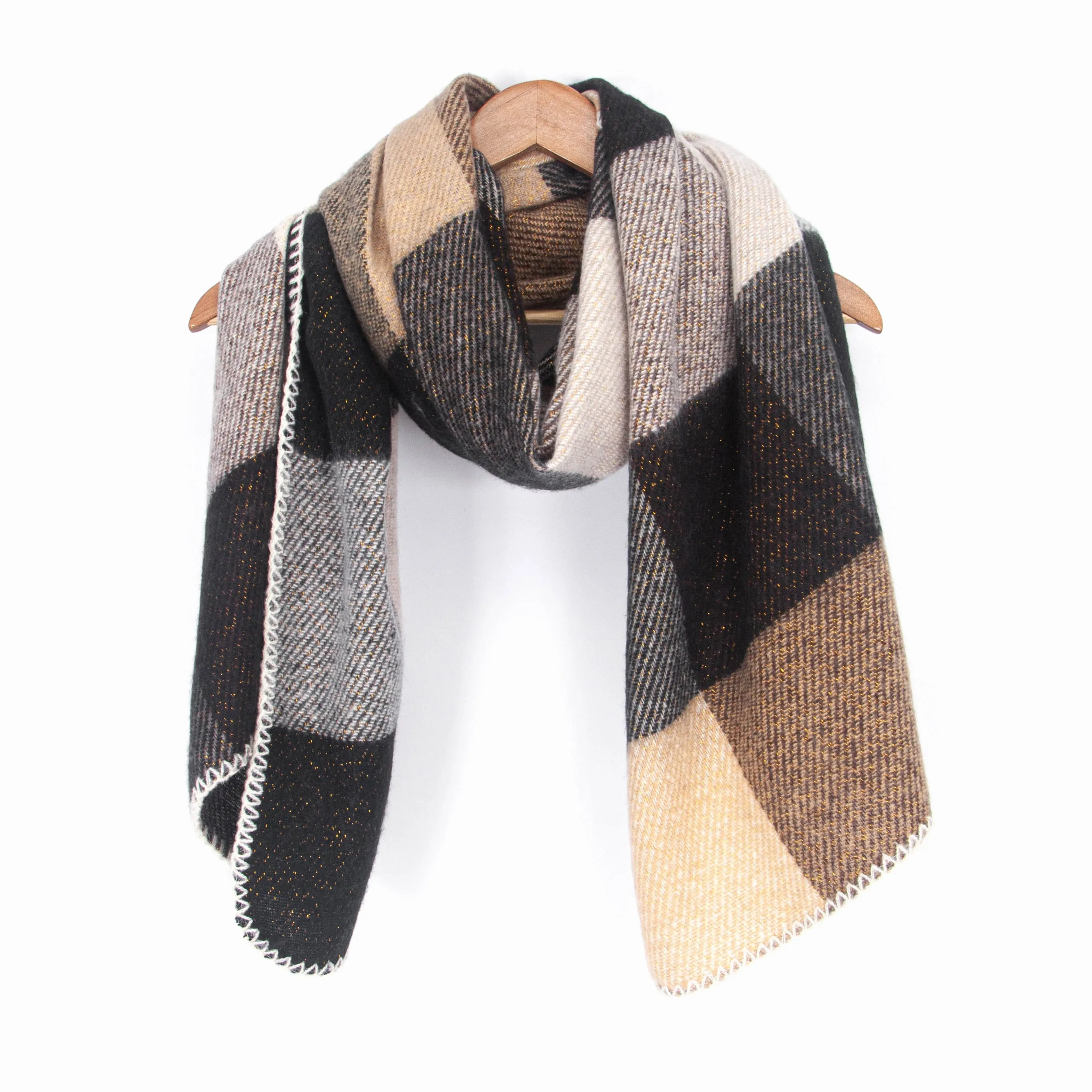 Logan Heavyweight Scarf - Black, Check