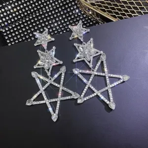 MAYTRENDS  -  Three Pentagram Crystal Drop Earrings for Women Bijoux Shiny Rhinestone Dangle Earrings Statement Jewelry Gifts