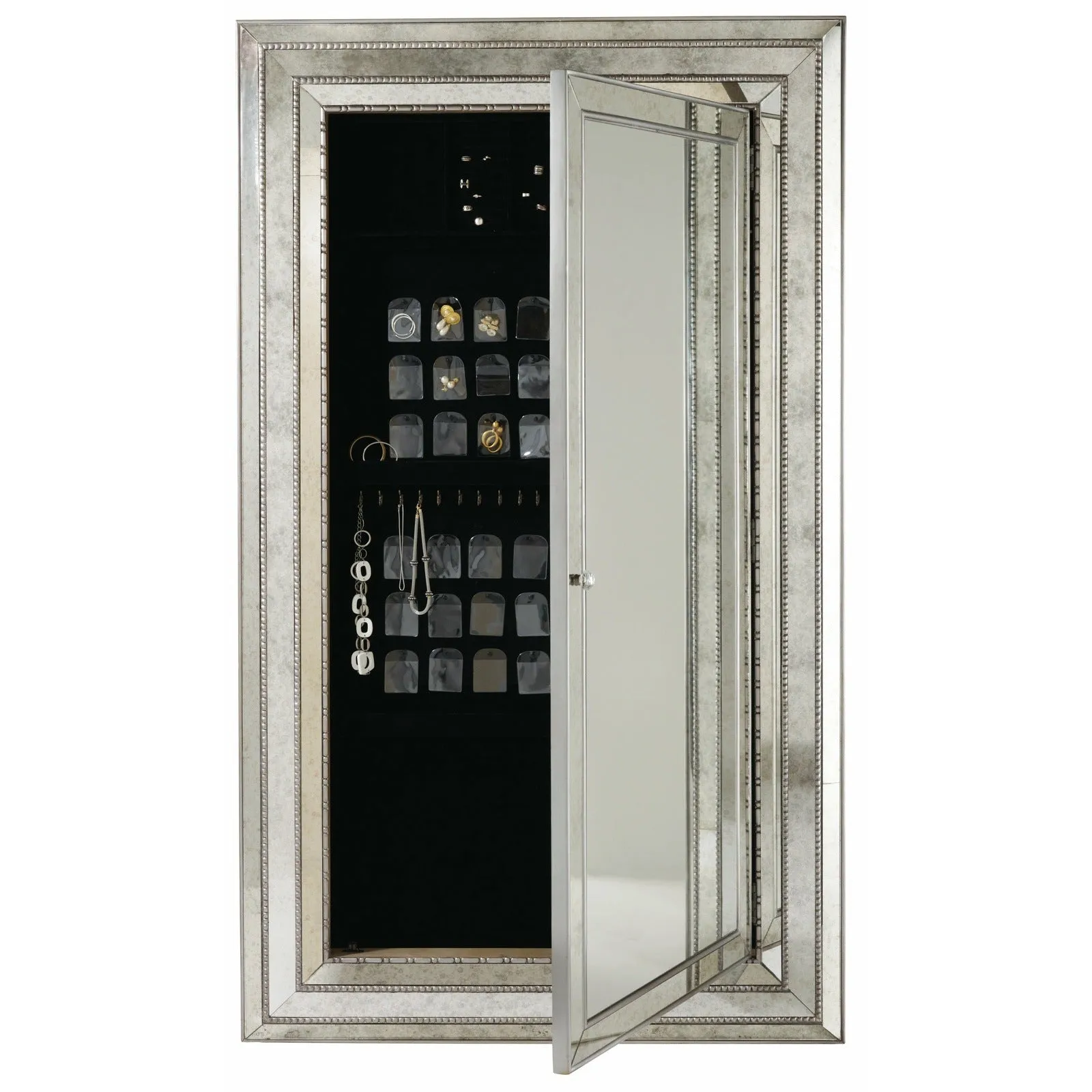 Melange Glamour Floor Mirror With Jewelry Storage