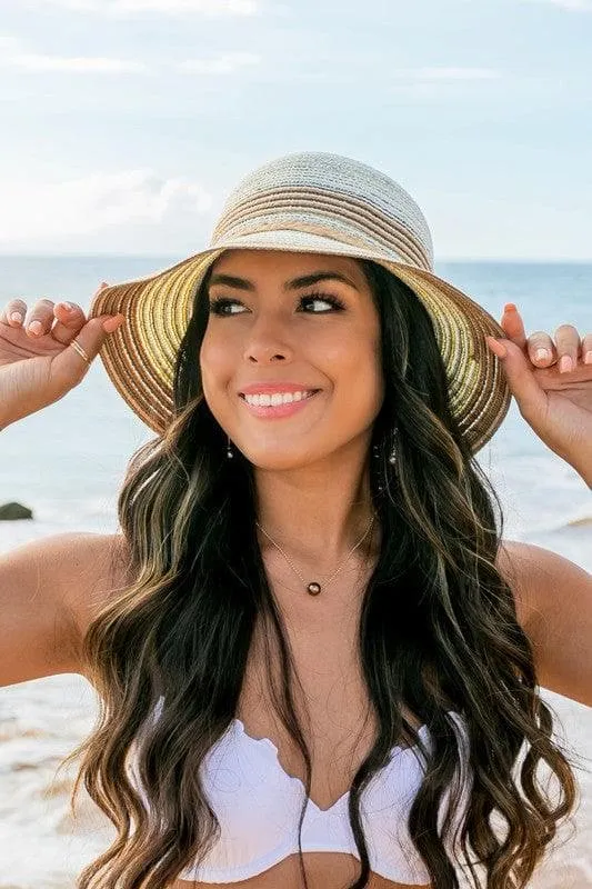Multi-Stripe Bow Accent Bucket Sun Hat