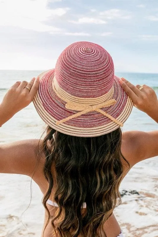 Multi-Stripe Bow Accent Bucket Sun Hat