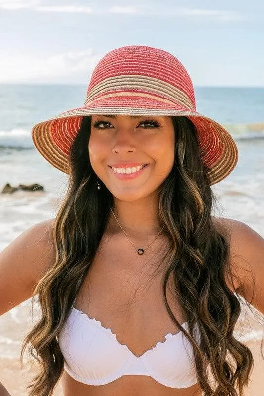 Multi-Stripe Bow Accent Bucket Sun Hat
