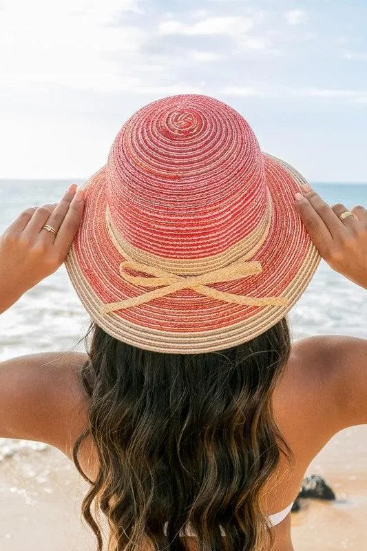 Multi-Stripe Bow Accent Bucket Sun Hat