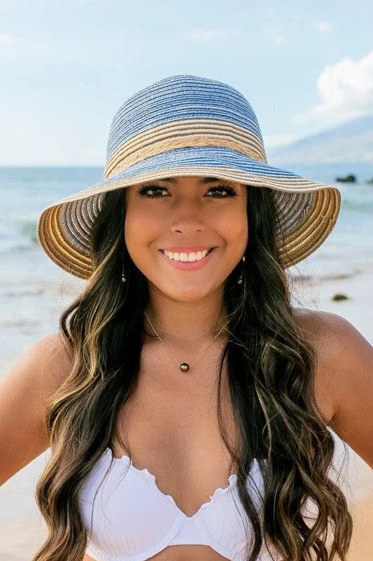 Multi-Stripe Bow Accent Bucket Sun Hat