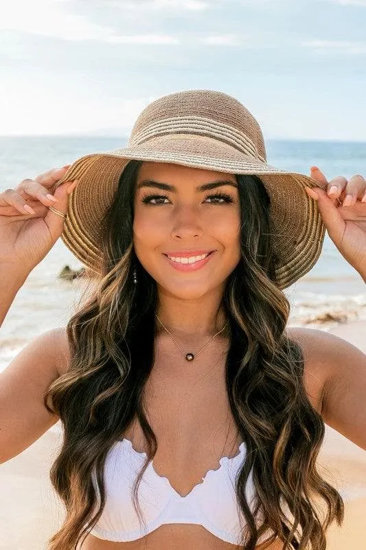 Multi-Stripe Bow Accent Bucket Sun Hat