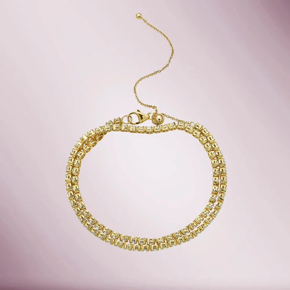 Multiway Diamond Tennis Choker Necklace   Double Wrap Bracelet, (2.53 ct.) Buttercup Setting in 14K Gold