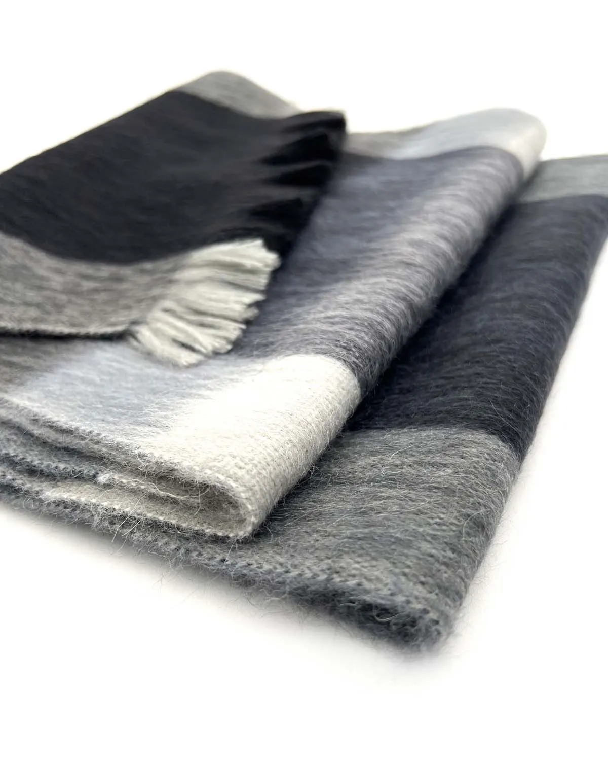 NEW! Alpaca Plaid Scarf - Steel