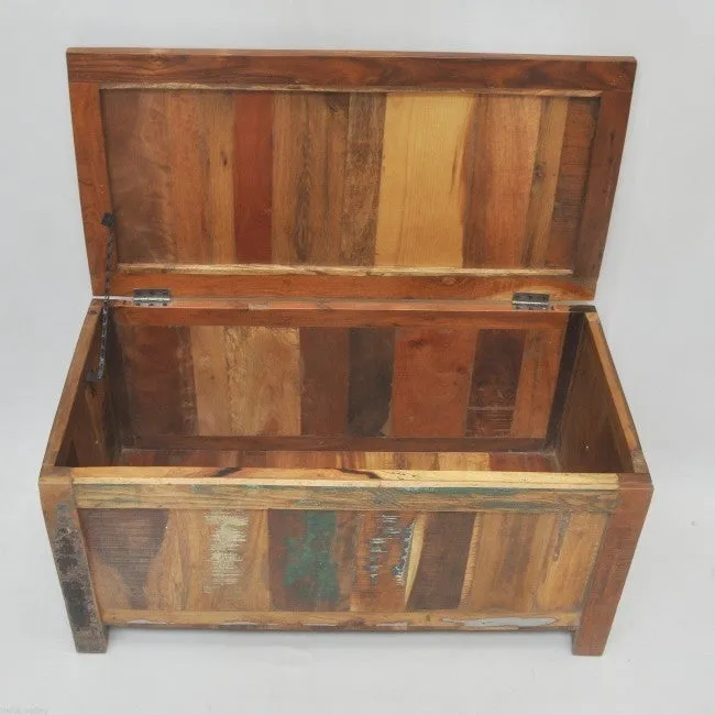 NIRVANA Reclaimed wood boat Timber Blanket Box Toy chest 90x45x45 cm