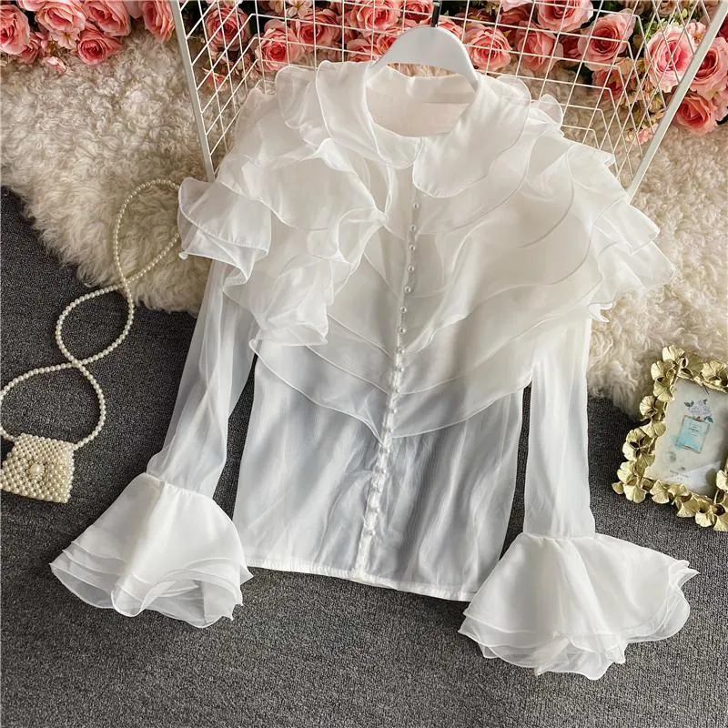 Omorfia pearla blouse with turn-down collar