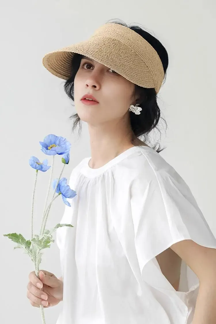 Packable Straw Sun Visor with Adjustable Closure