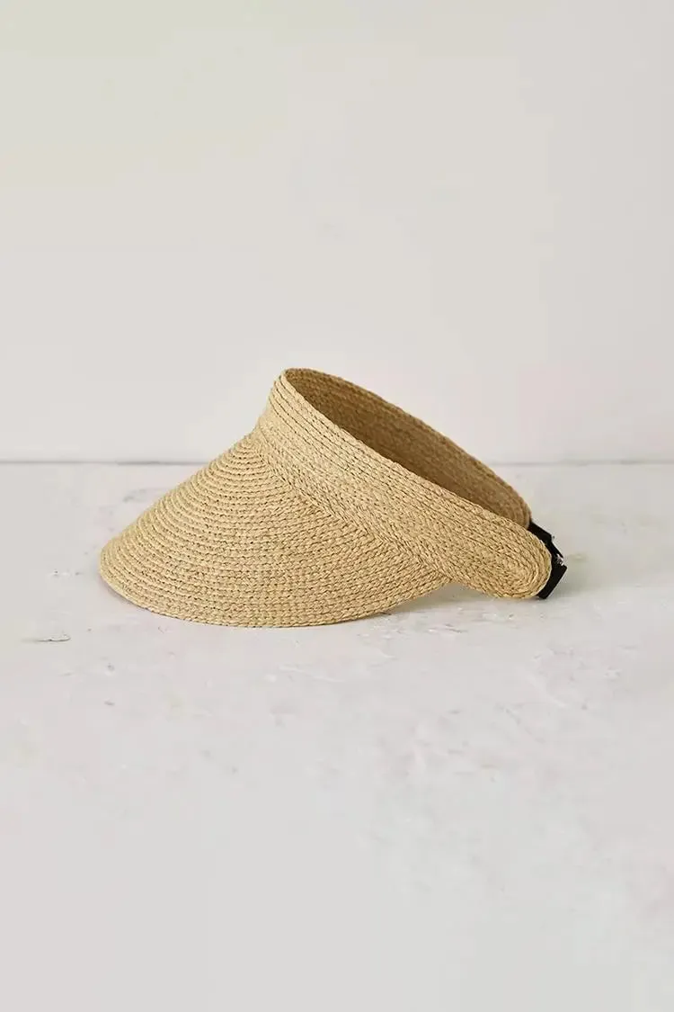 Packable Straw Sun Visor with Adjustable Closure