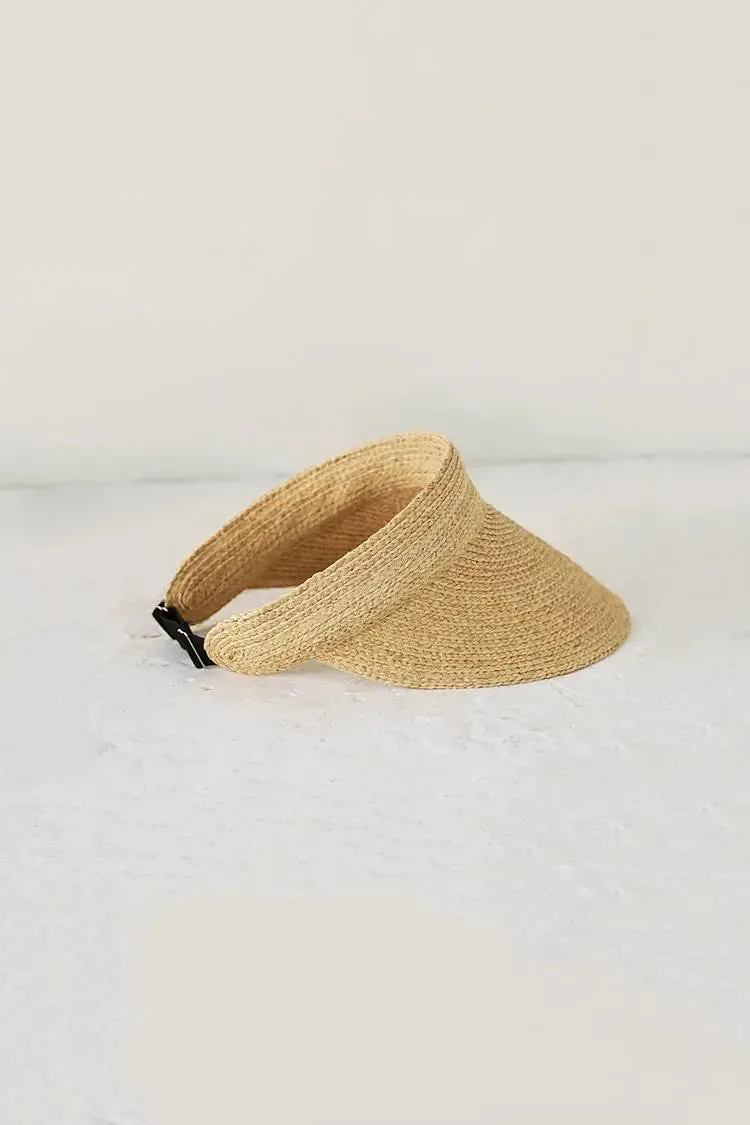 Packable Straw Sun Visor with Adjustable Closure