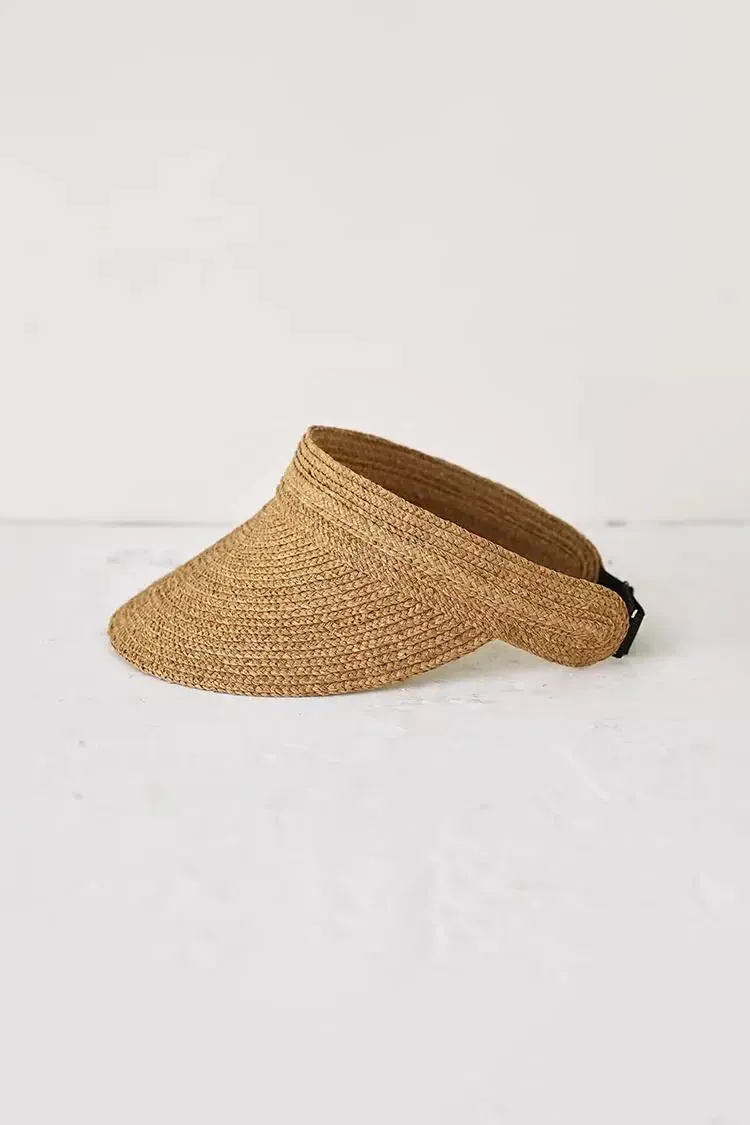 Packable Straw Sun Visor with Adjustable Closure