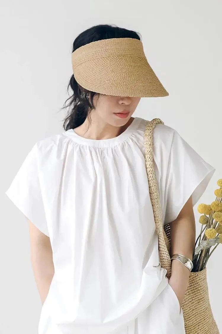 Packable Straw Sun Visor with Adjustable Closure