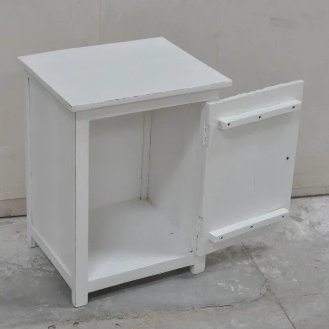 PARIS Carved Pair of White & Blue Bedsides with Drawer C