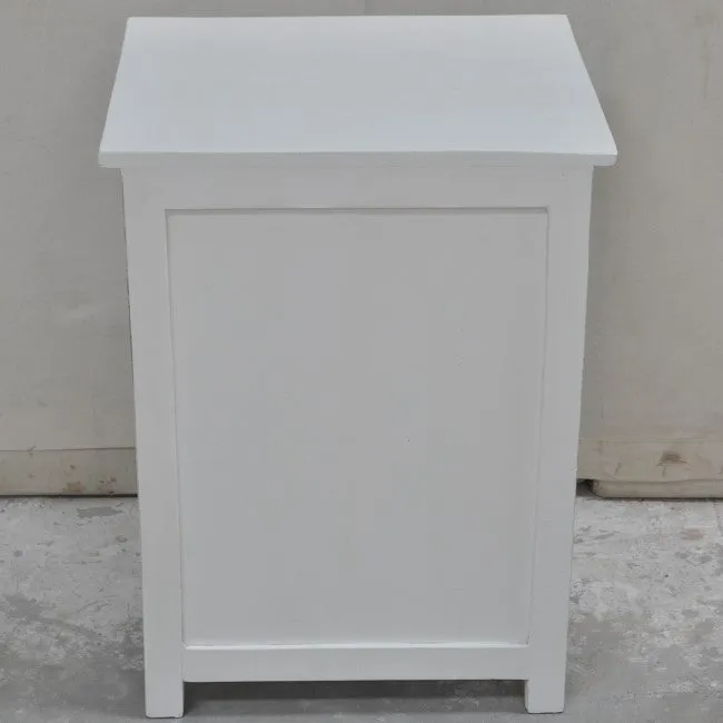 PARIS Carved Pair of White & Blue Bedsides with Drawer C