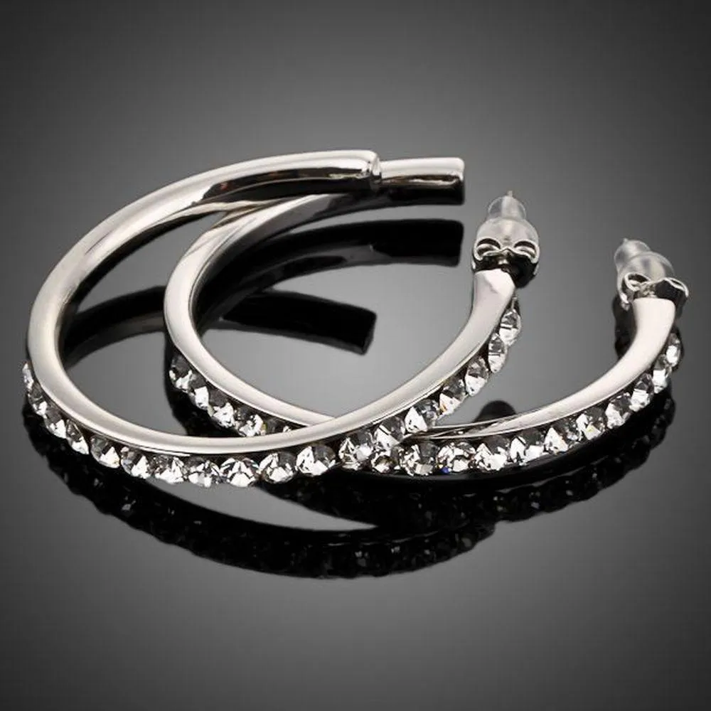 Platinum Plated Bangle Design Drop Earrings