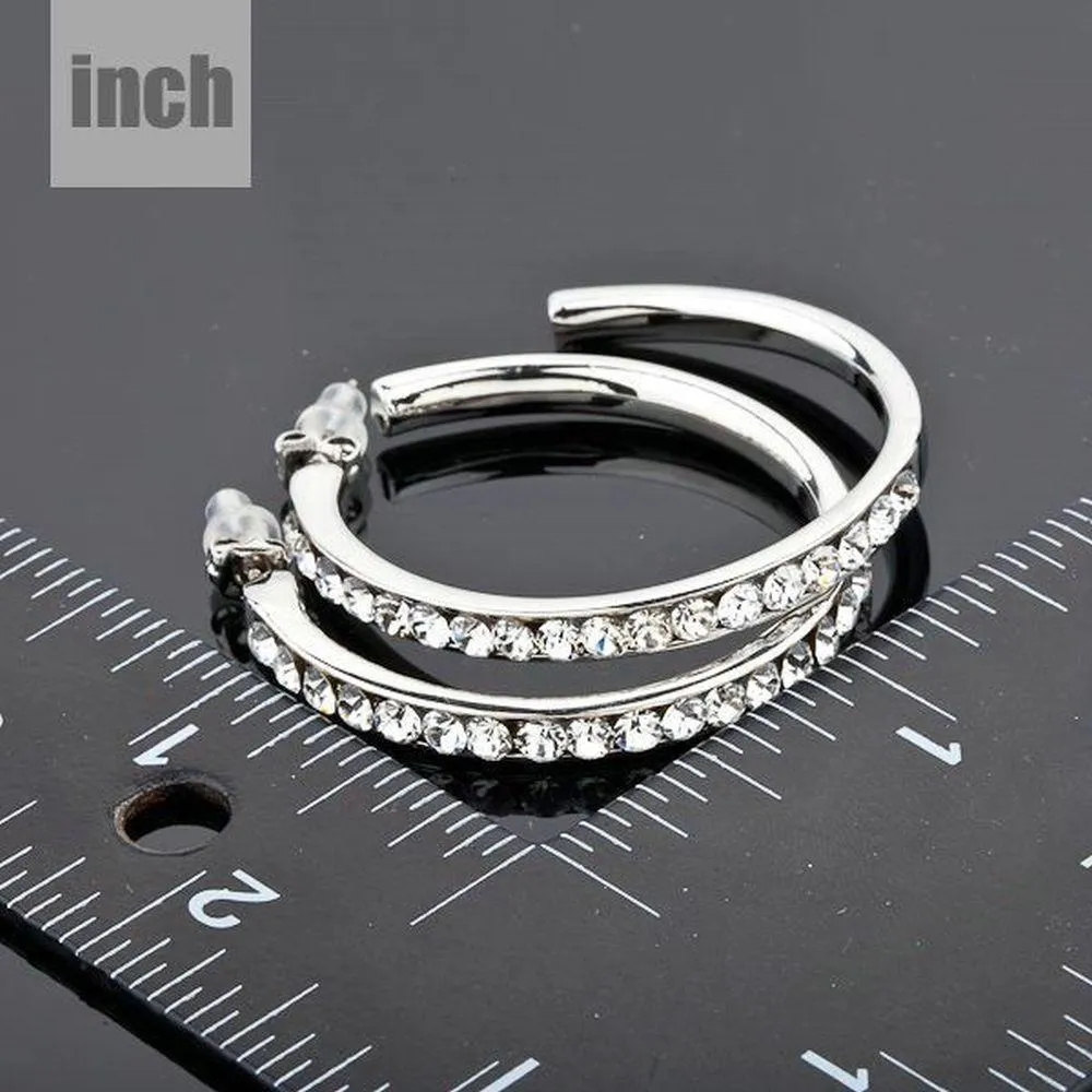 Platinum Plated Bangle Design Drop Earrings