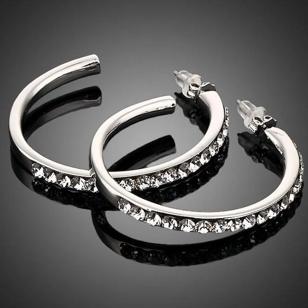 Platinum Plated Bangle Design Drop Earrings