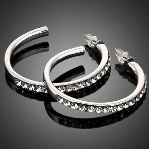 Platinum Plated Bangle Design Drop Earrings