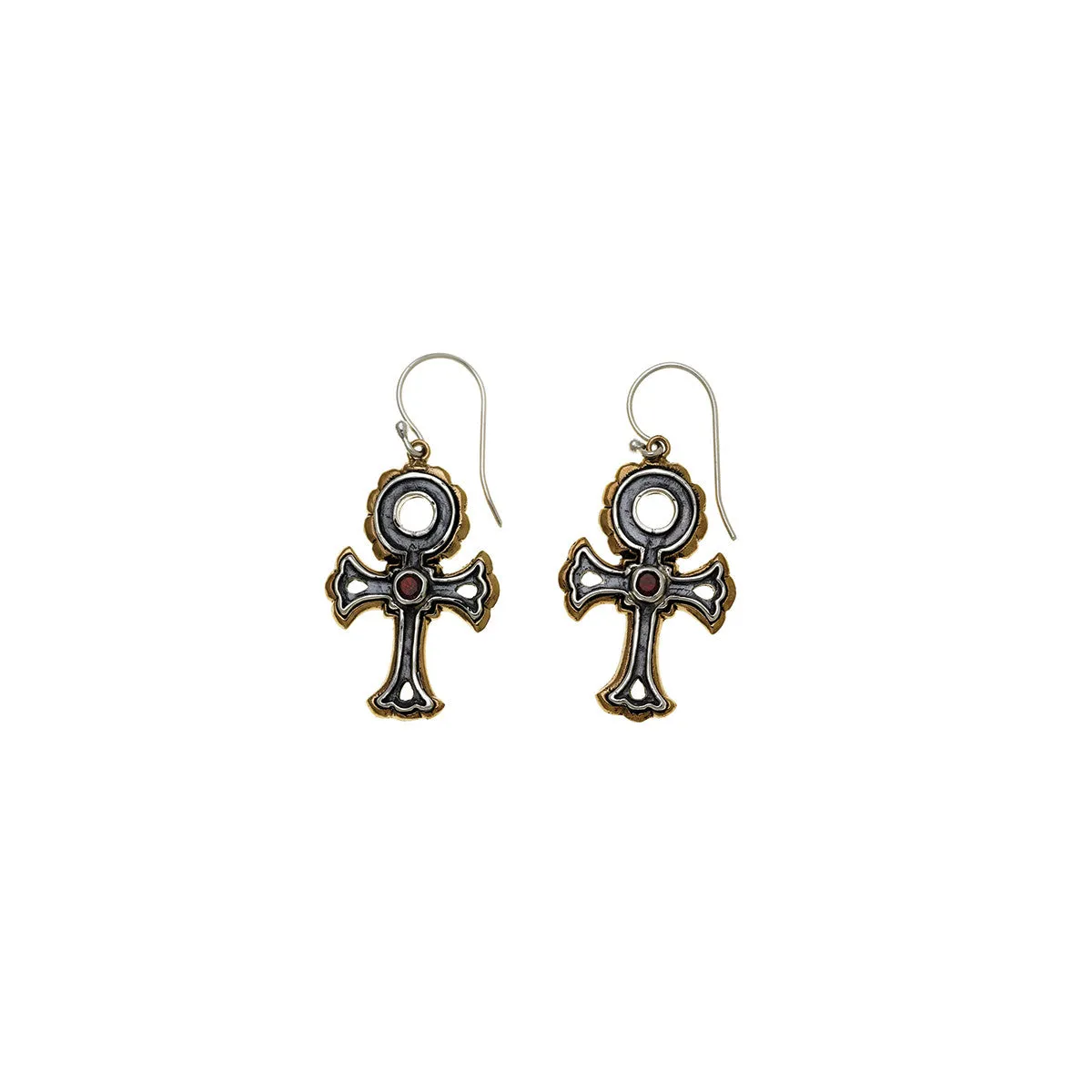 Punk Explosion Sterling Silver Bronze Garnet Drop Earring