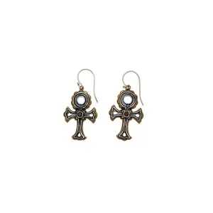 Punk Explosion Sterling Silver Bronze Garnet Drop Earring