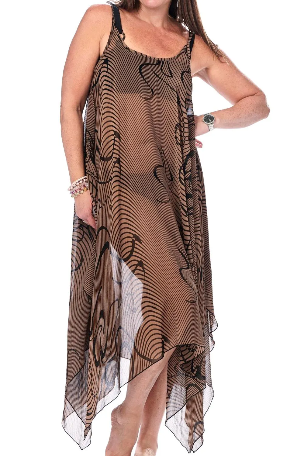 Rapz Chiffon Dress, Black/Taupe (4347)