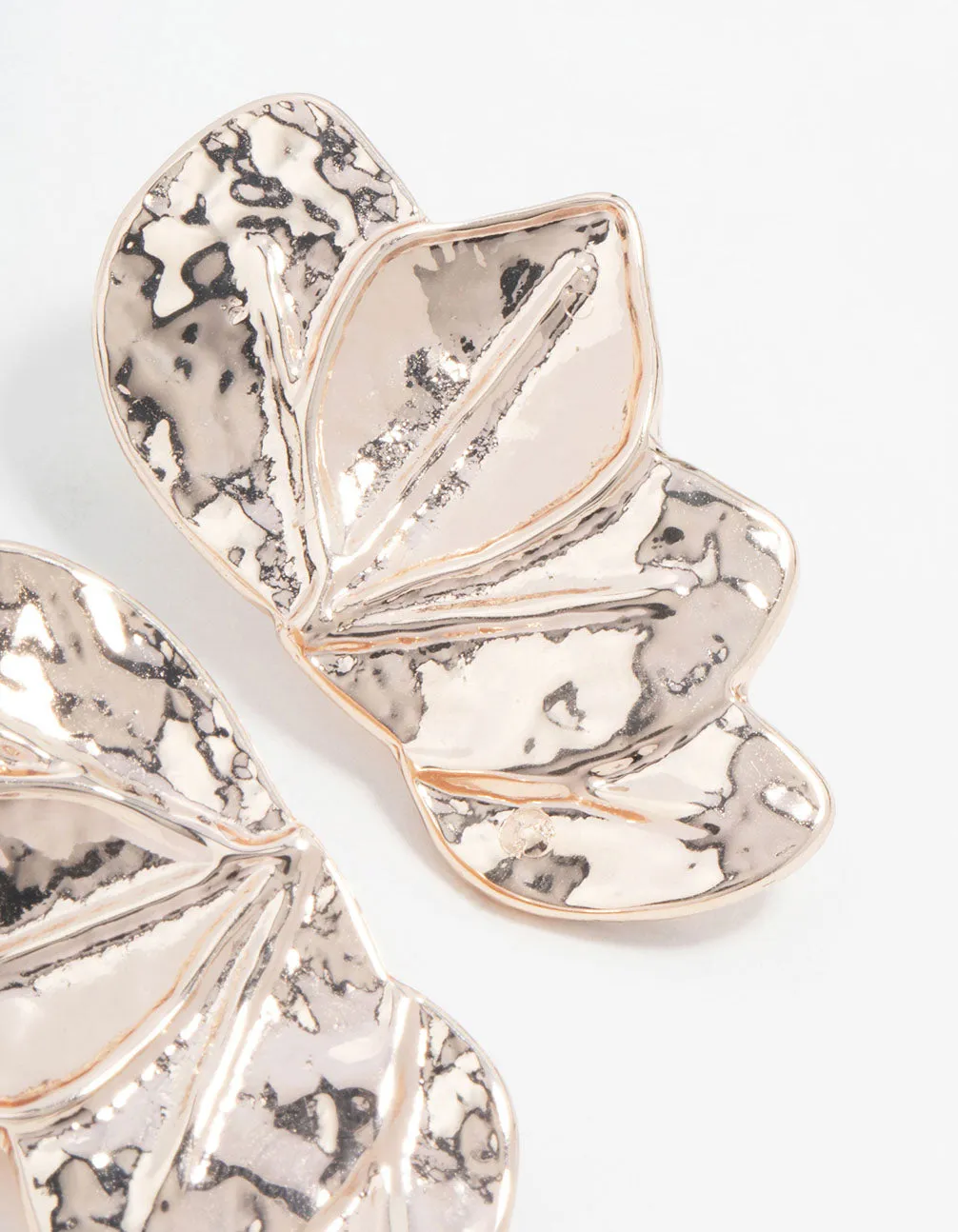Rose Gold Half Layered Leaf Drop Earrings
