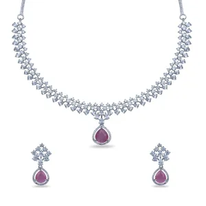Rosemary CZ Pink Necklace Set