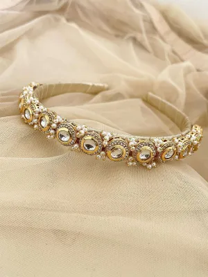 Round Kundan Beaded Hair Band
