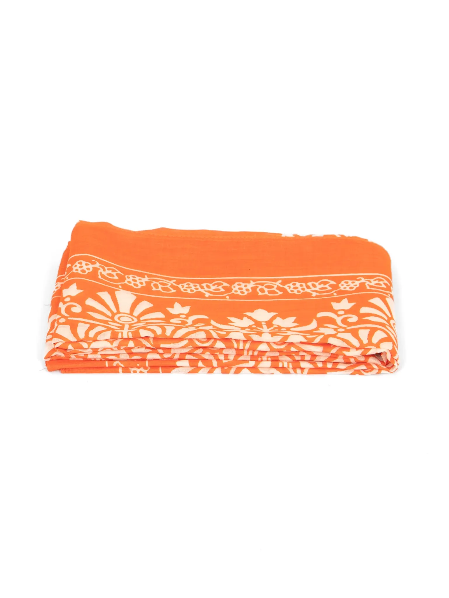 Rue Lightweight Cotton Scarf - Orange, Leaf