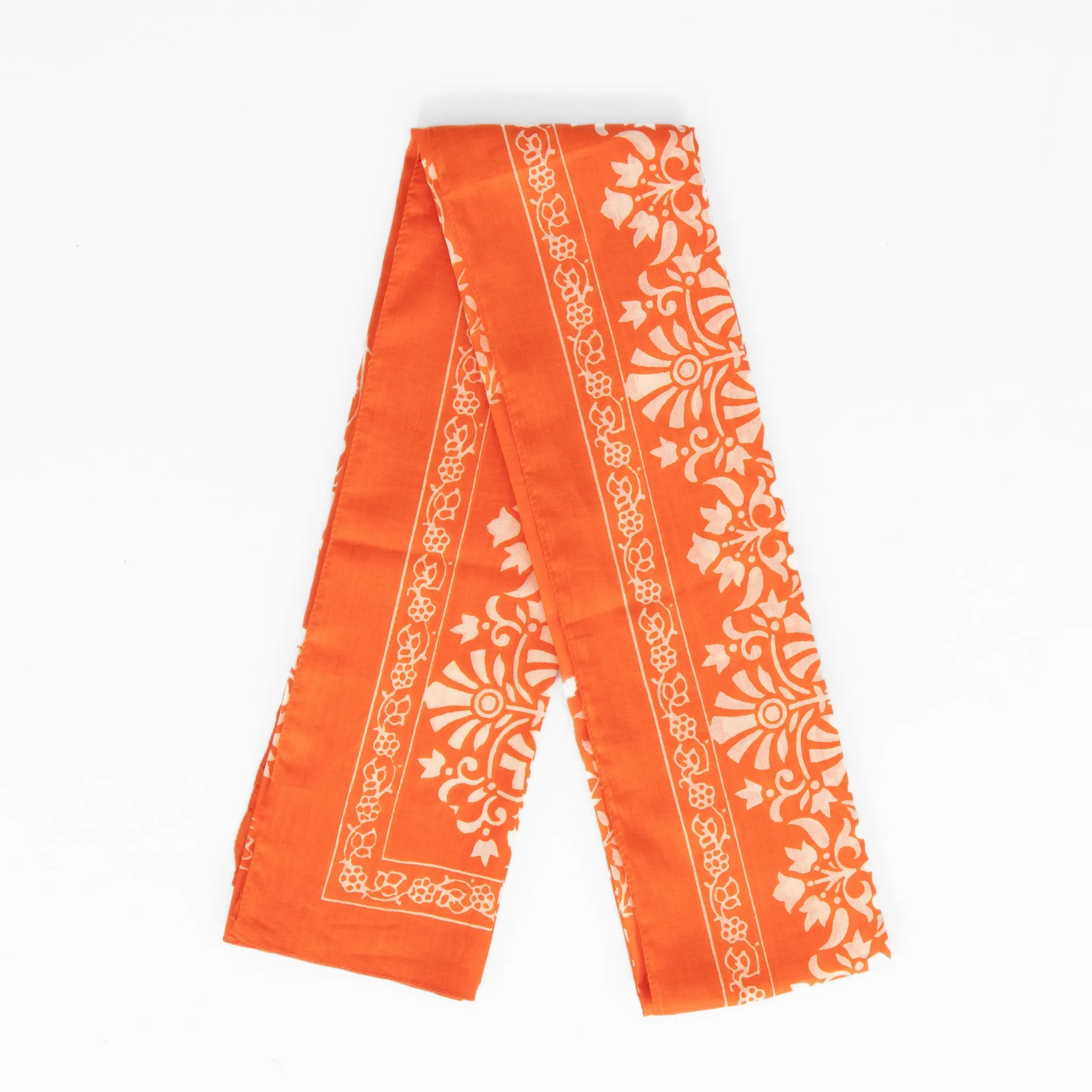 Rue Lightweight Cotton Scarf - Orange, Leaf