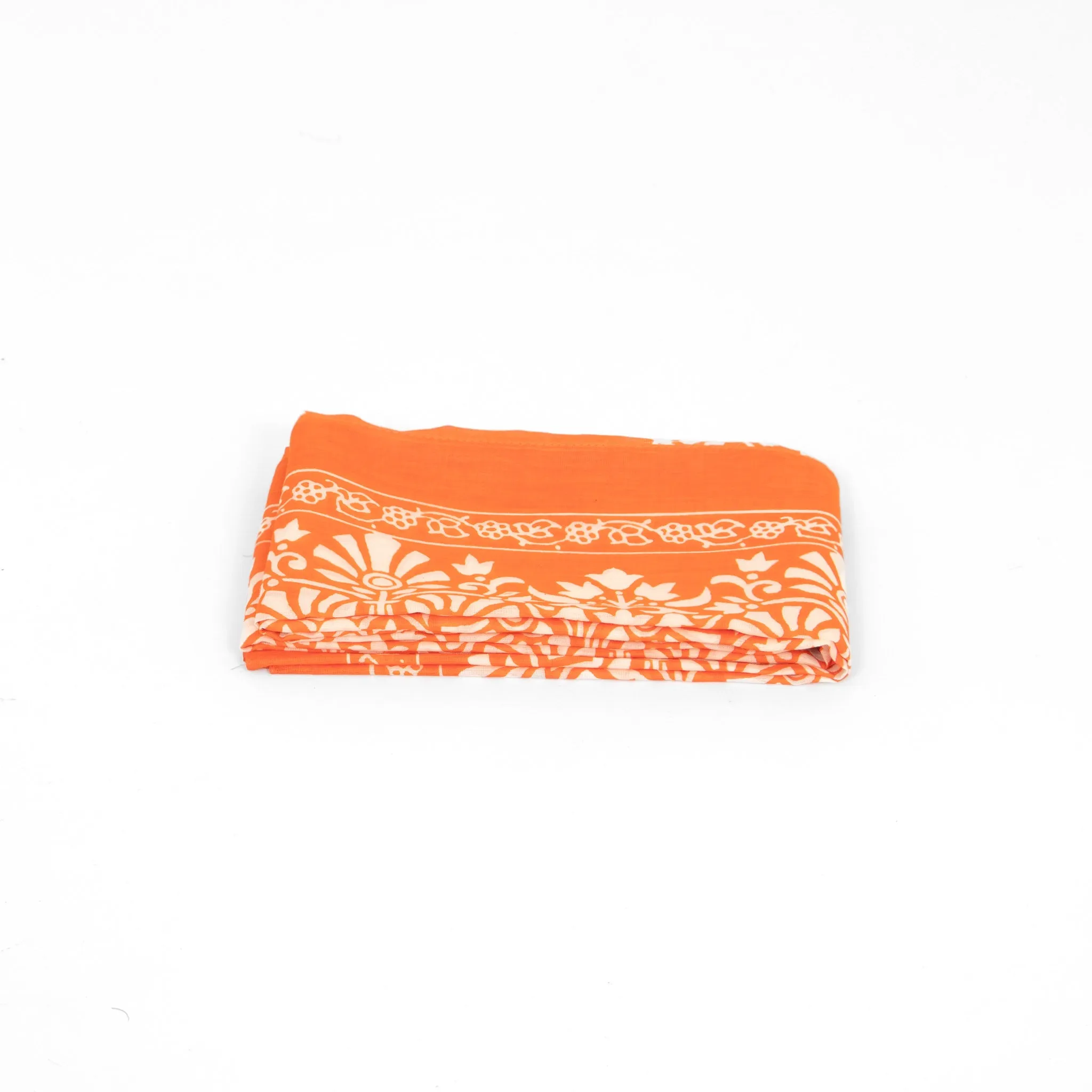 Rue Lightweight Cotton Scarf - Orange, Leaf