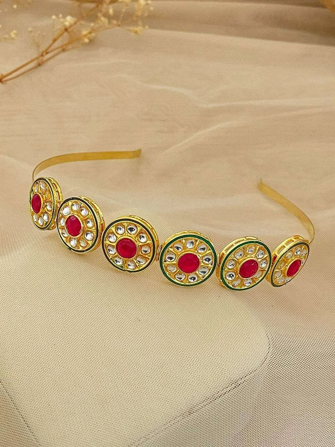 Self Design Kundan Studded Hairband