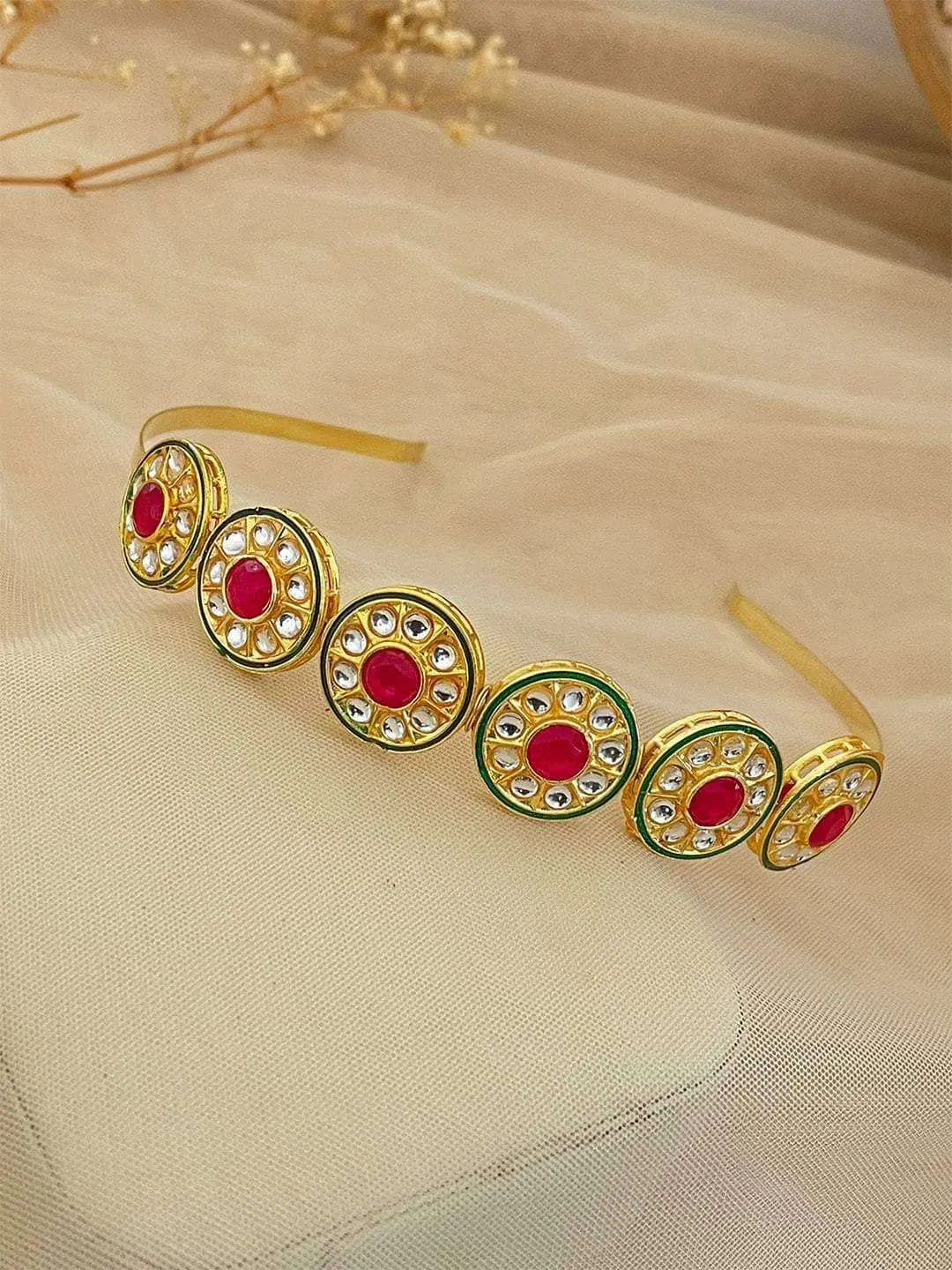 Self Design Kundan Studded Hairband
