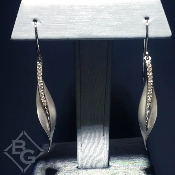 Simon G. "Satin Leaf" Diamond Dangle Earrings