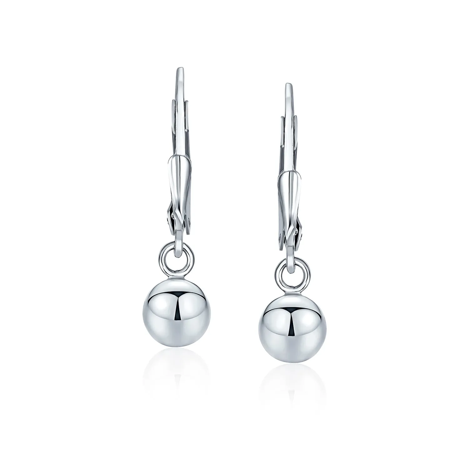 Simple Rose Gold Drop Ball Earrings Sterling Silver 6MM 8MM 10MM Beads