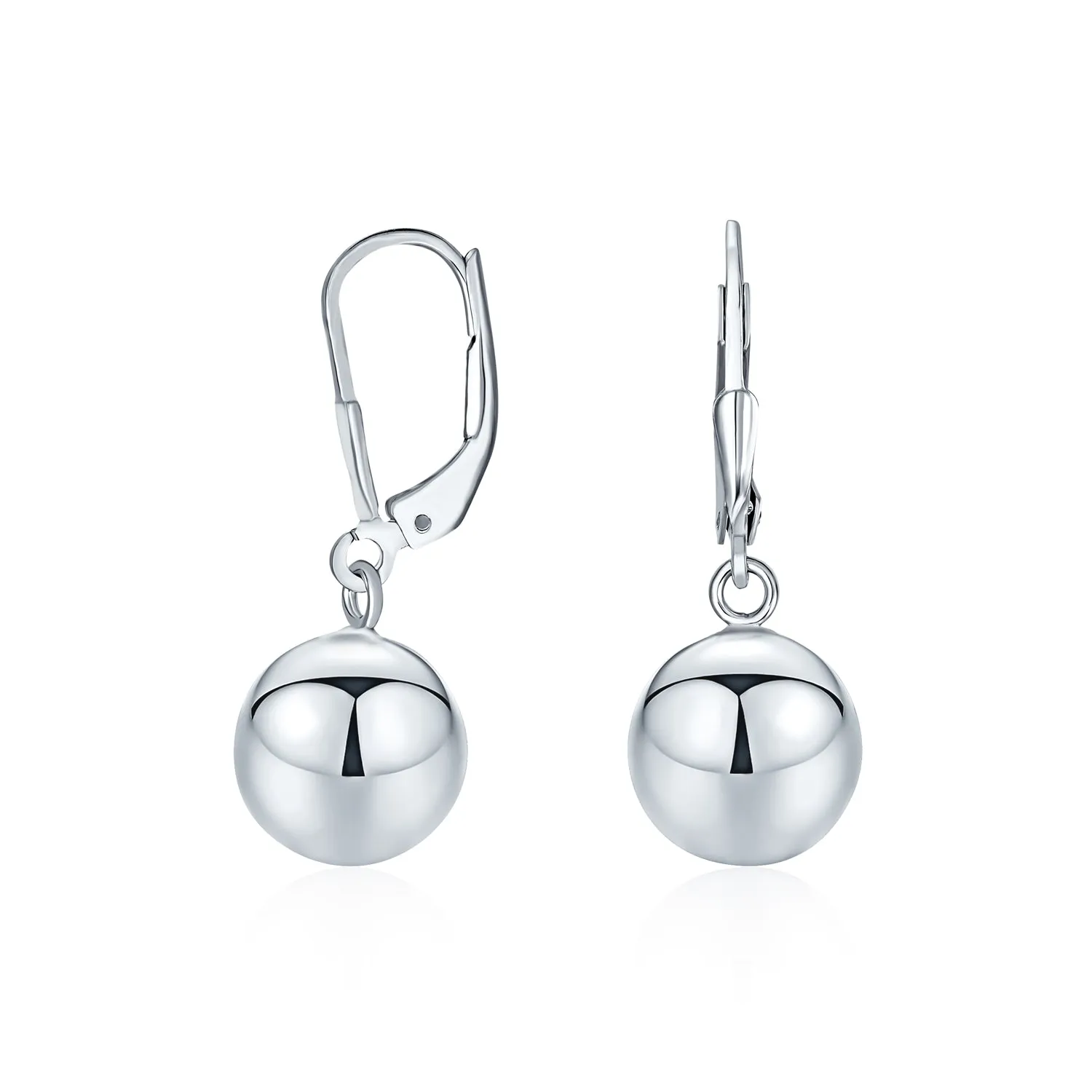 Simple Rose Gold Drop Ball Earrings Sterling Silver 6MM 8MM 10MM Beads