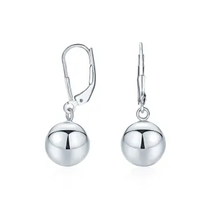 Simple Rose Gold Drop Ball Earrings Sterling Silver 6MM 8MM 10MM Beads