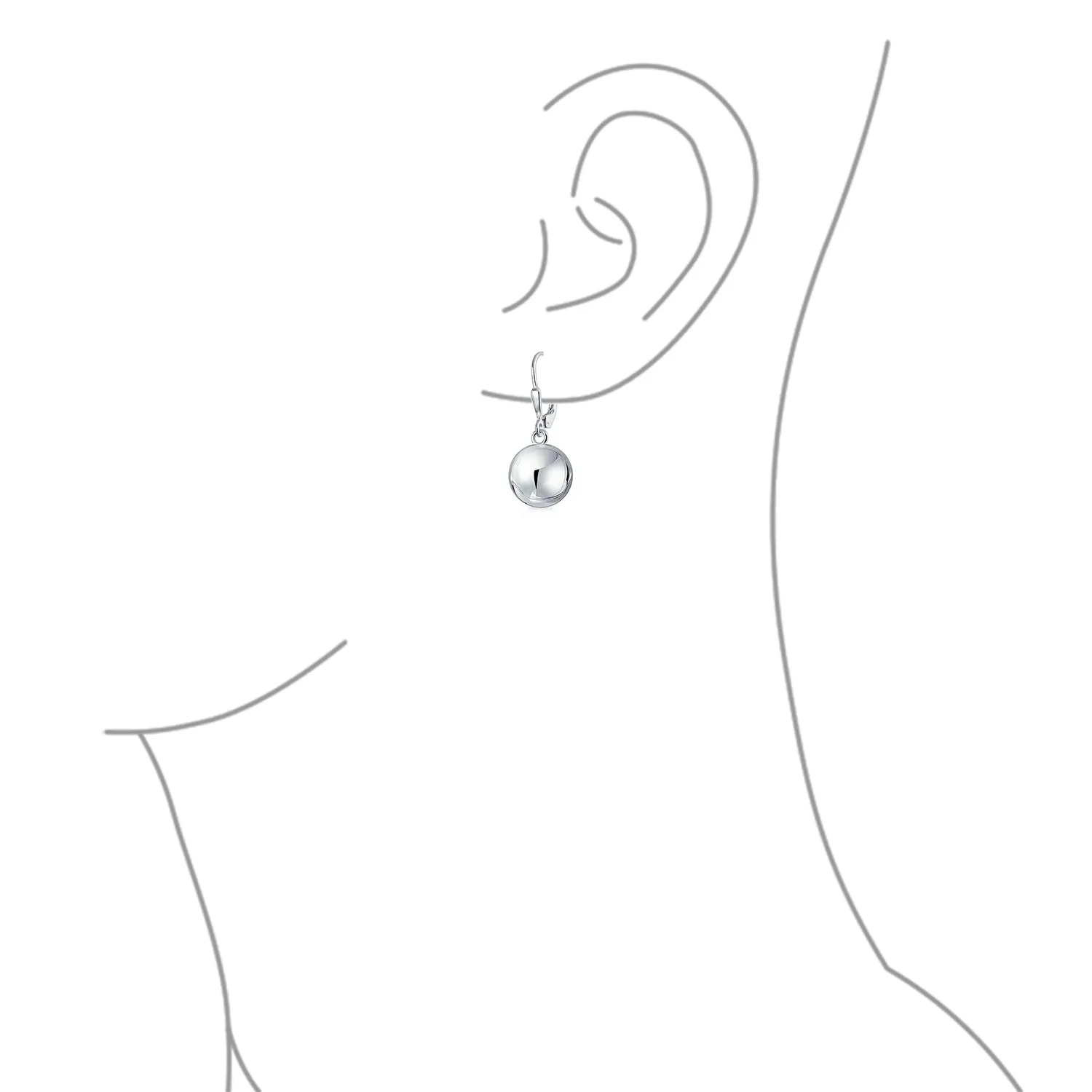Simple Rose Gold Drop Ball Earrings Sterling Silver 6MM 8MM 10MM Beads