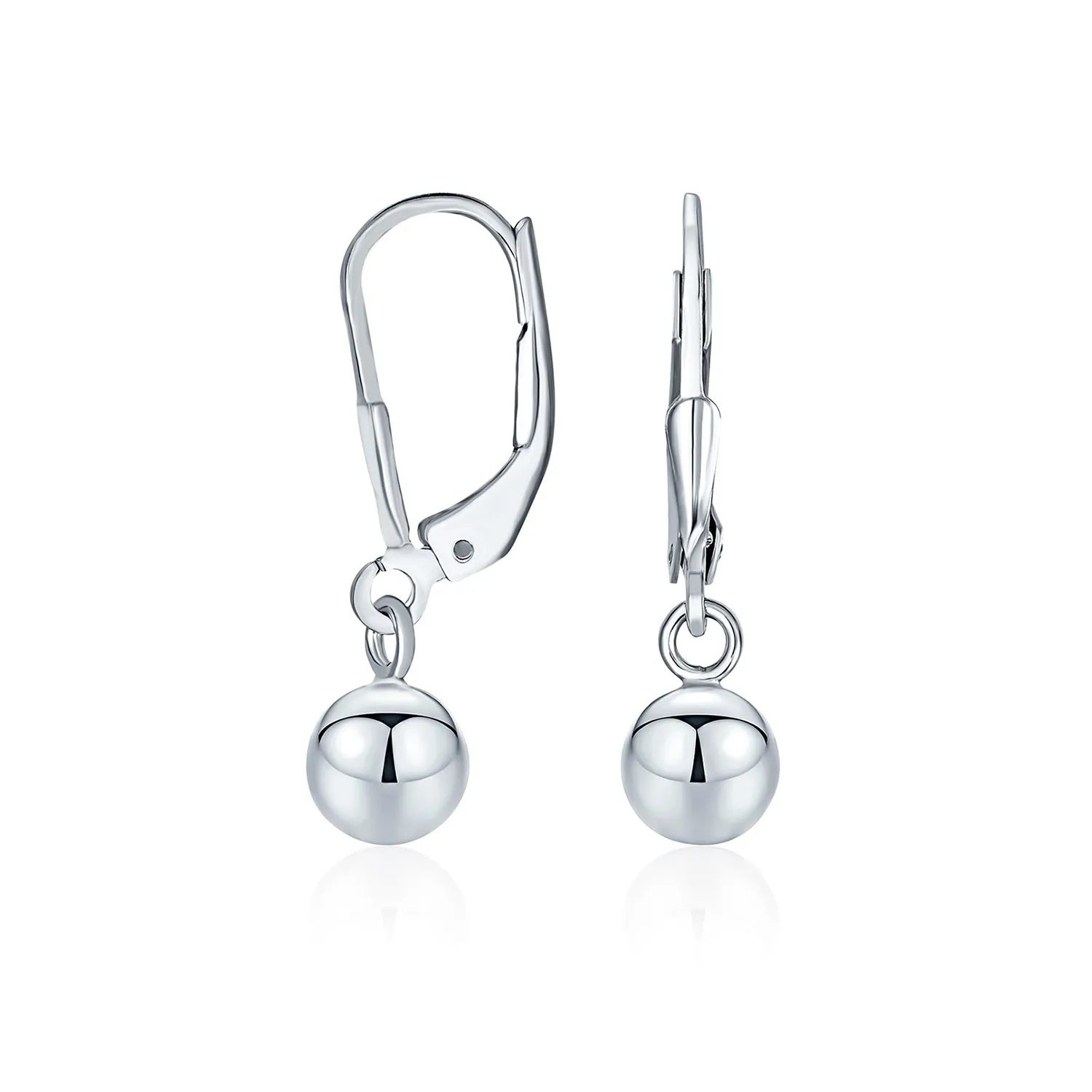 Simple Rose Gold Drop Ball Earrings Sterling Silver 6MM 8MM 10MM Beads