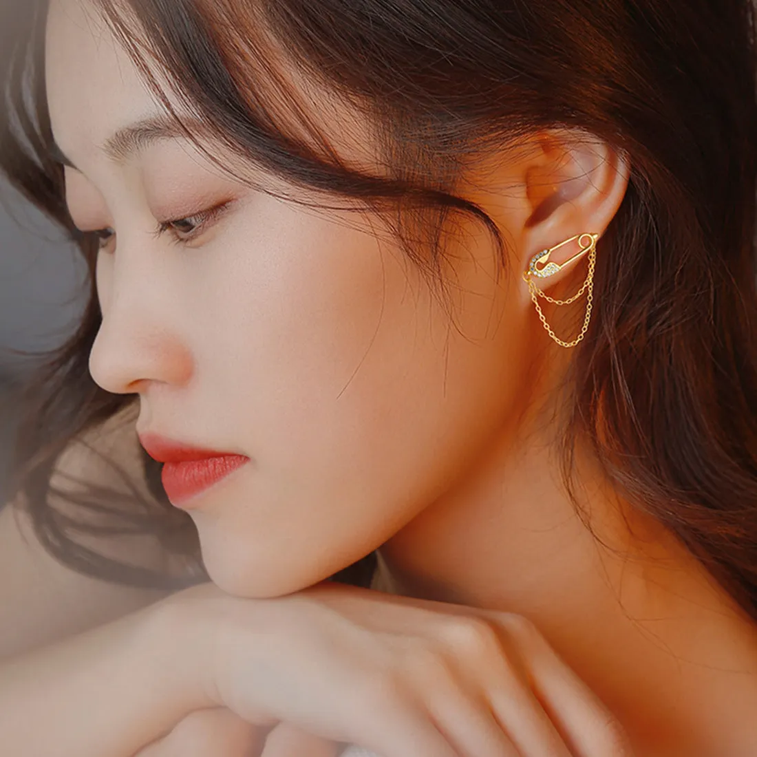 SLUYNZ 925 Sterling Silver Safety Pin Earrings Tassel for Womens Teens Pin Drop Earrings Double Tassel Earrings