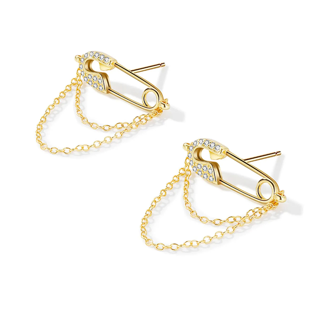SLUYNZ 925 Sterling Silver Safety Pin Earrings Tassel for Womens Teens Pin Drop Earrings Double Tassel Earrings
